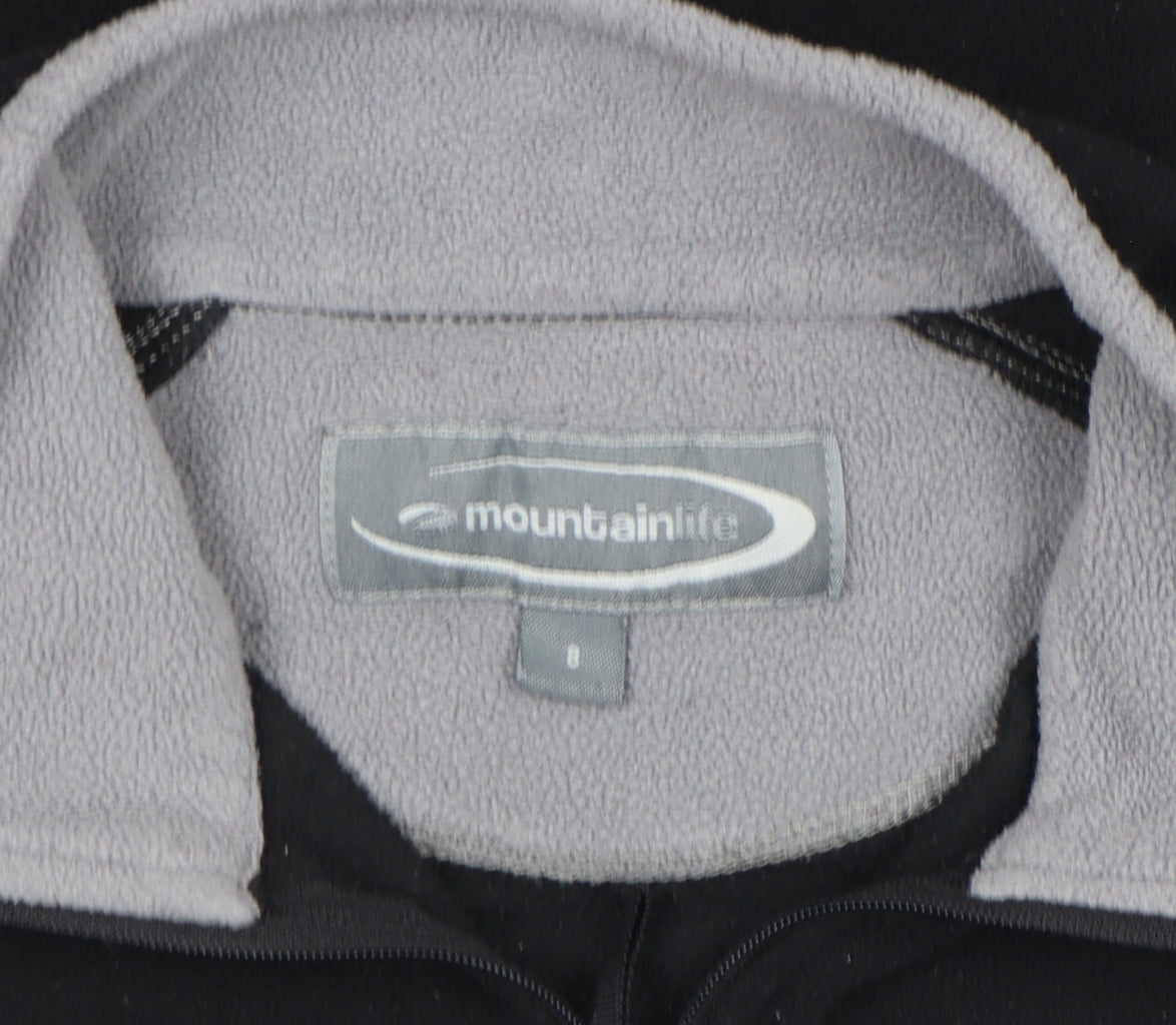 Mountainlife Men’s Black Fleece 1/4 Zip Stand-Up Collar Jacket S