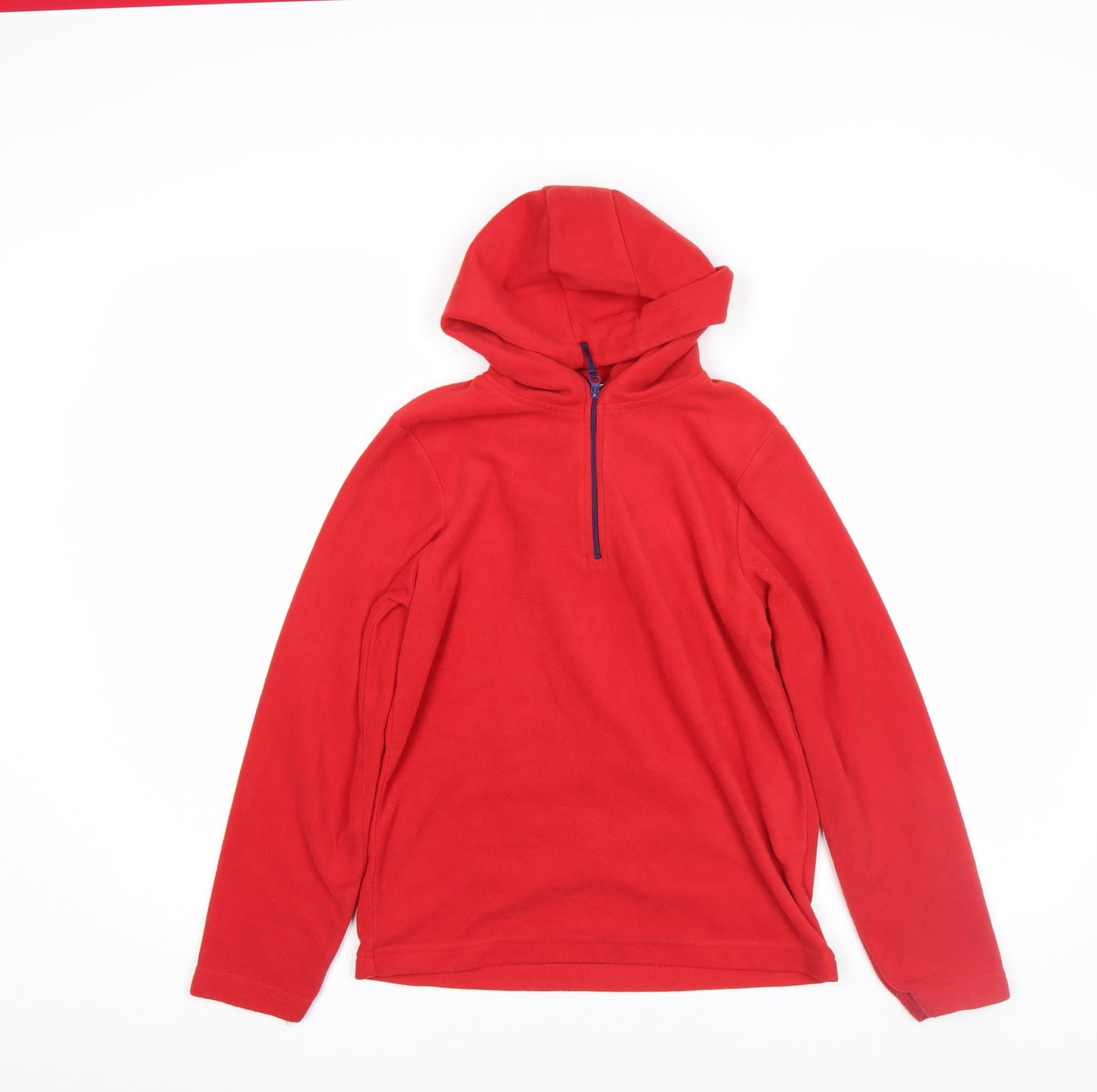 Mountain Warehouse Boys Red Fleece Hooded 1/4 Zip Pullover Top 11-12 Years