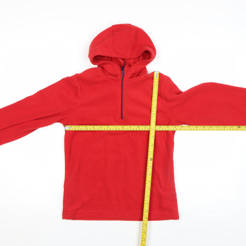 Mountain Warehouse Boys Red Fleece Hooded 1/4 Zip Pullover Top 11-12 Years