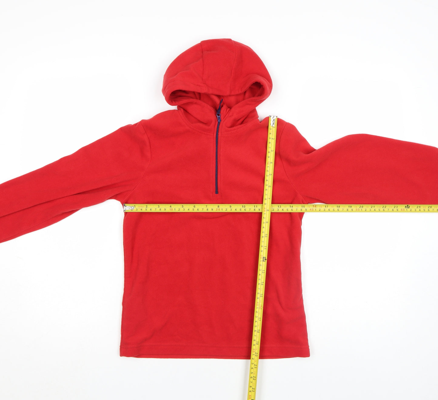 Mountain Warehouse Boys Red Fleece Hooded 1/4 Zip Pullover Top 11-12 Years
