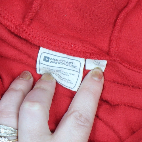 Mountain Warehouse Boys Red Fleece Hooded 1/4 Zip Pullover Top 11-12 Years