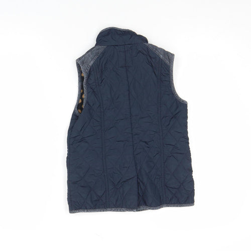 Next Girls Blue Quilted Waistcoat 7-8 Years Padded Lined Polka Dot Gilet