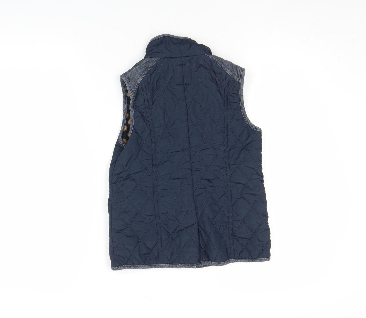 Next Girls Blue Quilted Waistcoat 7-8 Years Padded Lined Polka Dot Gilet