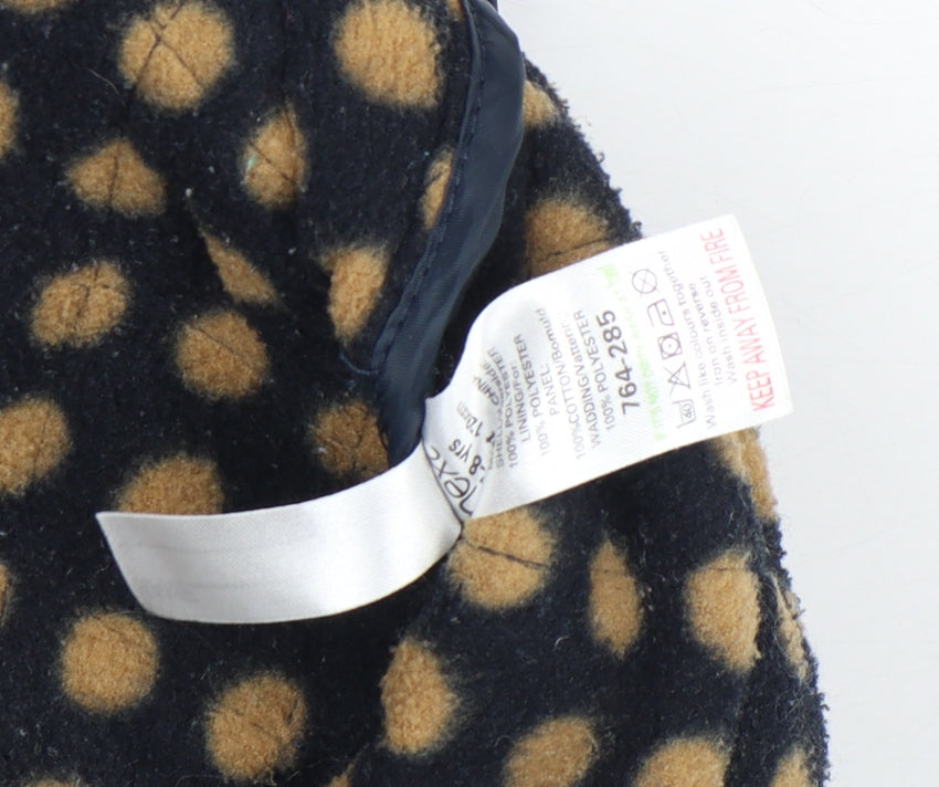 Next Girls Blue Quilted Waistcoat 7-8 Years Padded Lined Polka Dot Gilet