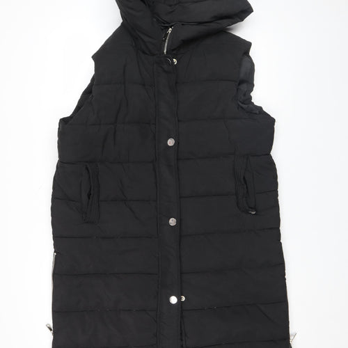 Rising Womens Black XL Puffer Hooded Padded Mid-Length Waistcoat