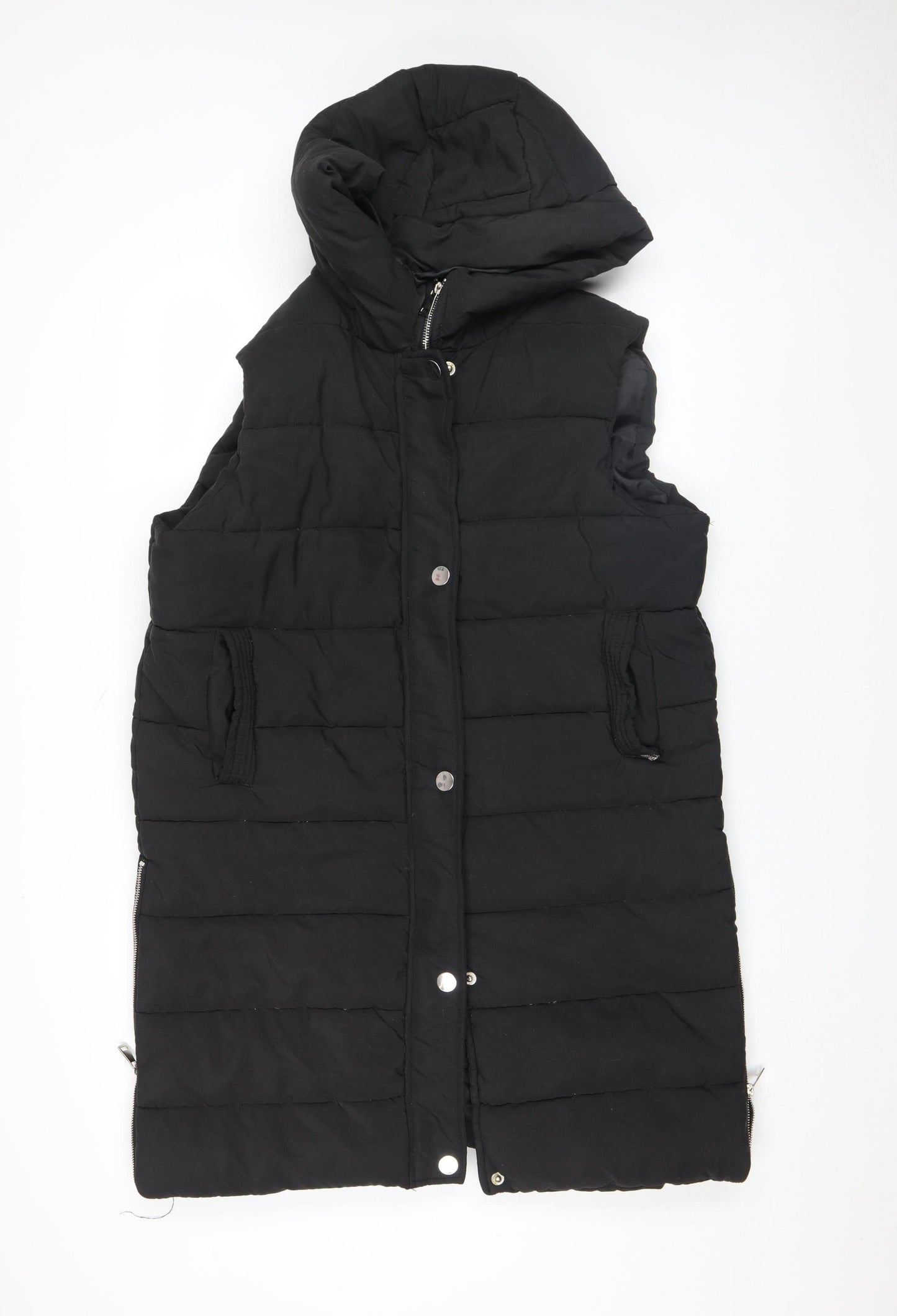 Rising Womens Black XL Puffer Hooded Padded Mid-Length Waistcoat