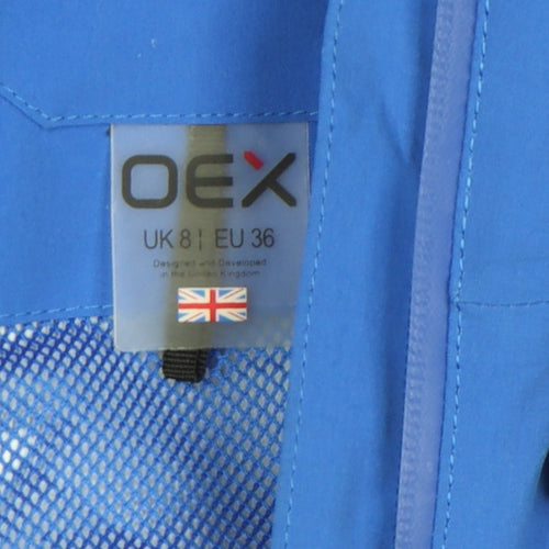 OEX Women's Blue Waterproof Hooded Outdoor Jacket Size 8