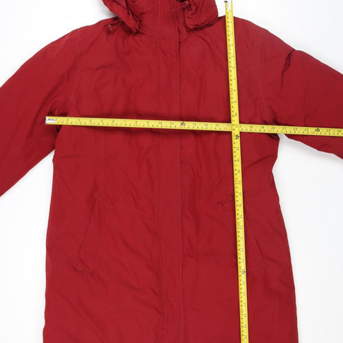 Lands' End Womens Red Hooded Long Parka Coat Size M