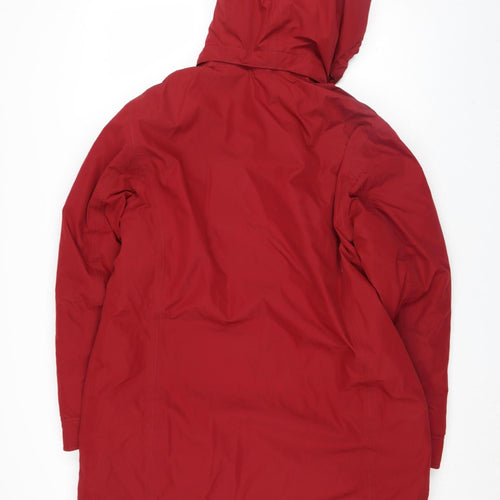 Lands' End Womens Red Hooded Long Parka Coat Size M