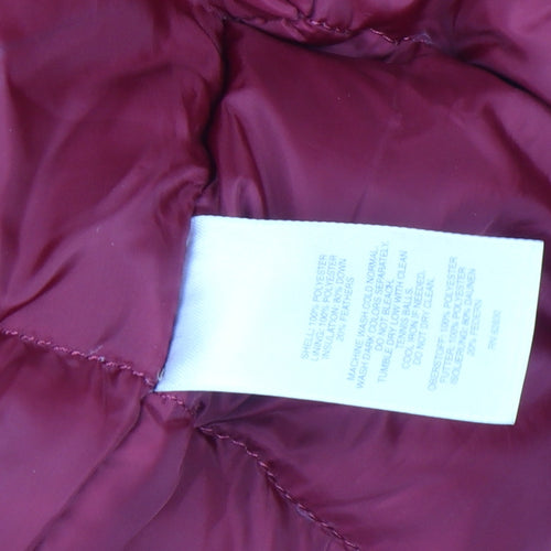 Lands' End Womens Red Hooded Long Parka Coat Size M