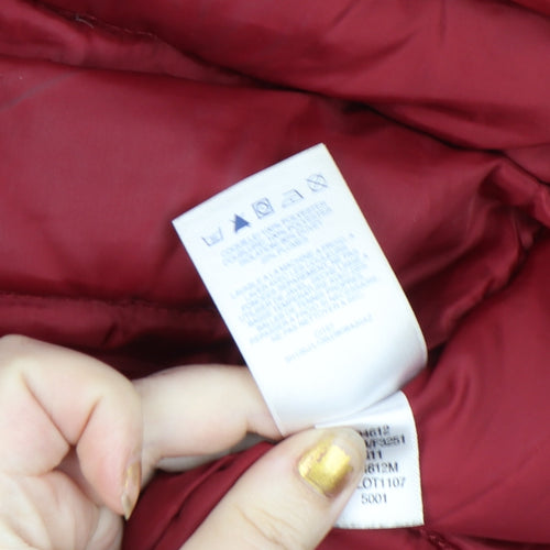 Lands' End Womens Red Hooded Long Parka Coat Size M