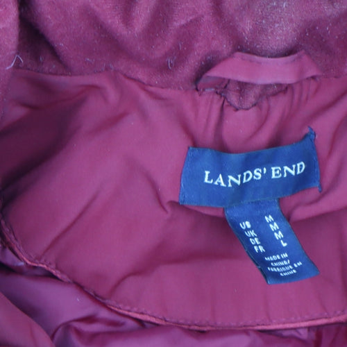 Lands' End Womens Red Hooded Long Parka Coat Size M