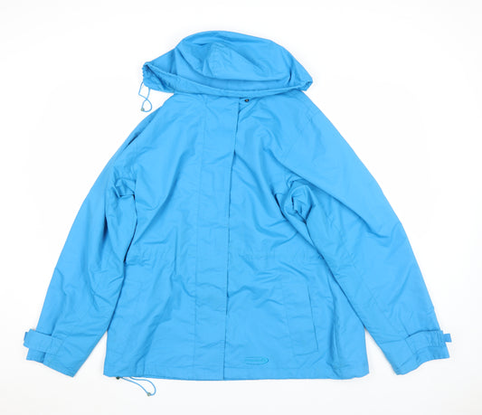 Mountainlife Women's Blue Waterproof Hooded Rain Jacket Size 12