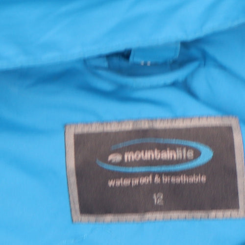 Mountainlife Women's Blue Waterproof Hooded Rain Jacket Size 12