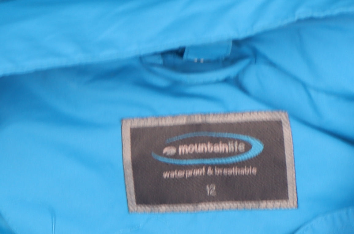 Mountainlife Women's Blue Waterproof Hooded Rain Jacket Size 12