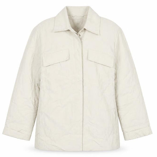 Mango Women’s Beige Cotton Blend Collared Mid-Length Casual Jacket L