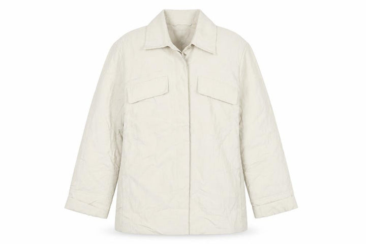 Mango Women’s Beige Cotton Blend Collared Mid-Length Casual Jacket L