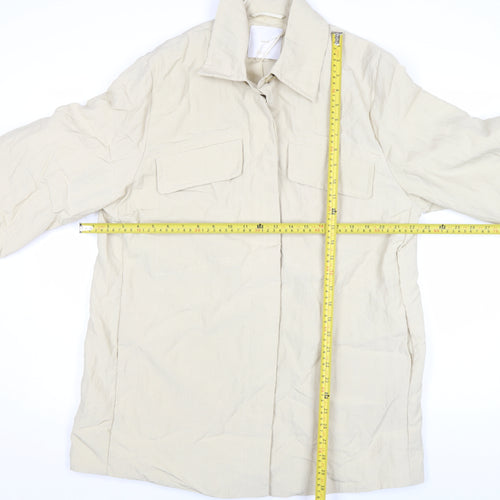 Mango Women’s Beige Cotton Blend Collared Mid-Length Casual Jacket L
