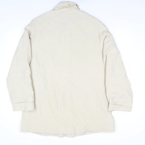 Mango Women’s Beige Cotton Blend Collared Mid-Length Casual Jacket L