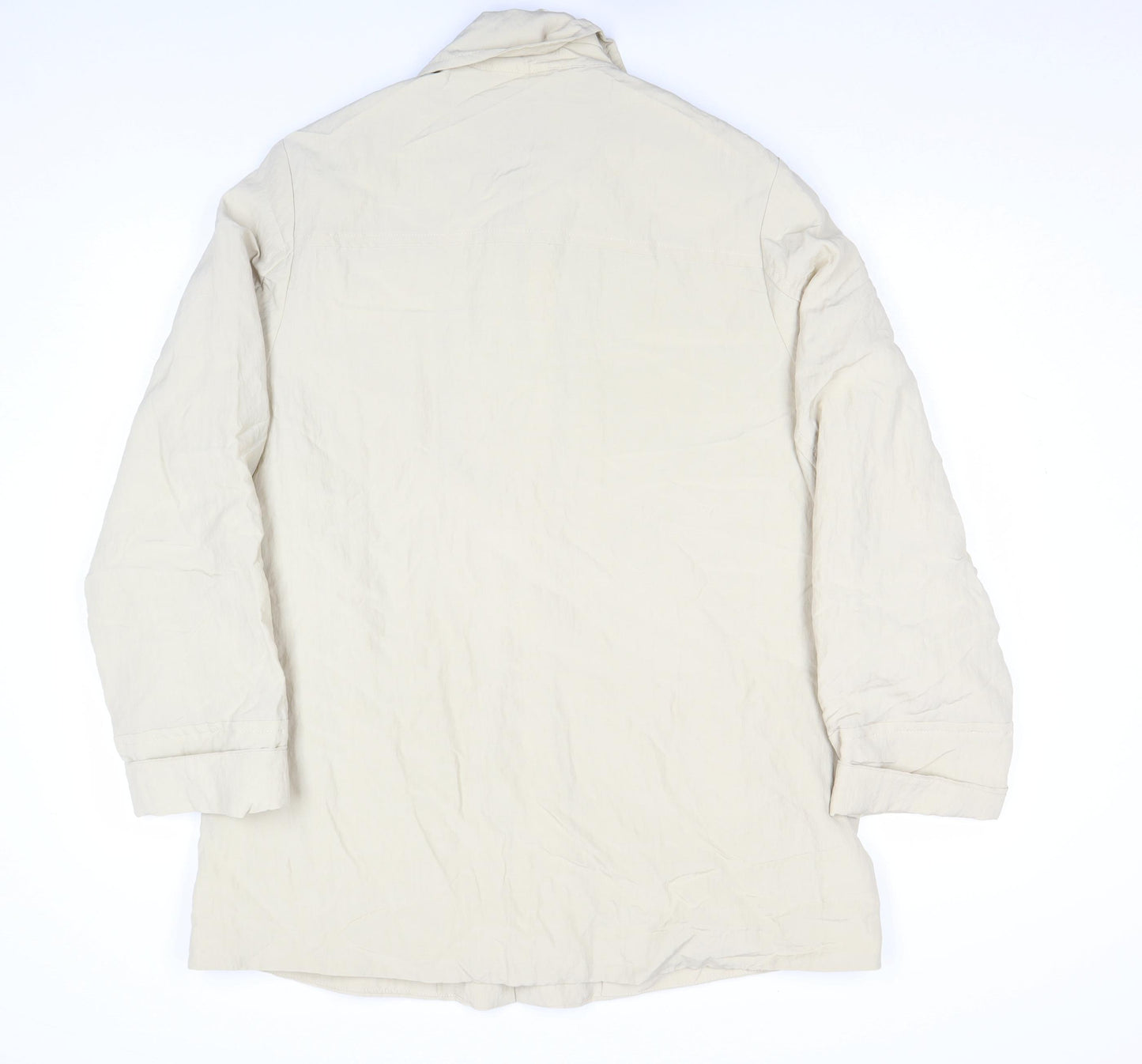 Mango Women’s Beige Cotton Blend Collared Mid-Length Casual Jacket L
