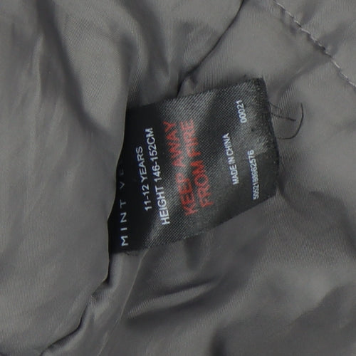 Mint Velvet Girls Grey Faux Fur Hooded Parka Coat 11-12 Years Winter Zip Jacket