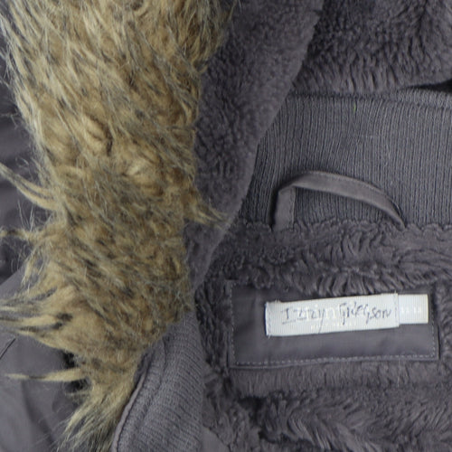 Mint Velvet Girls Grey Faux Fur Hooded Parka Coat 11-12 Years Winter Zip Jacket