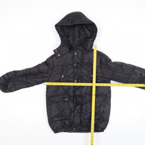 Firetrap Boys Black Hooded Puffer Jacket 7 Years Winter Quilted Coat