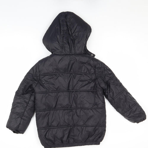 Firetrap Boys Black Hooded Puffer Jacket 7 Years Winter Quilted Coat