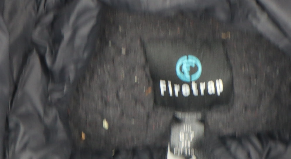 Firetrap Boys Black Hooded Puffer Jacket 7 Years Winter Quilted Coat