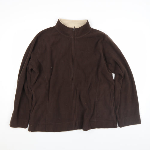 Isle Womens Brown Fleece Full Zip Basic Jacket Size XL