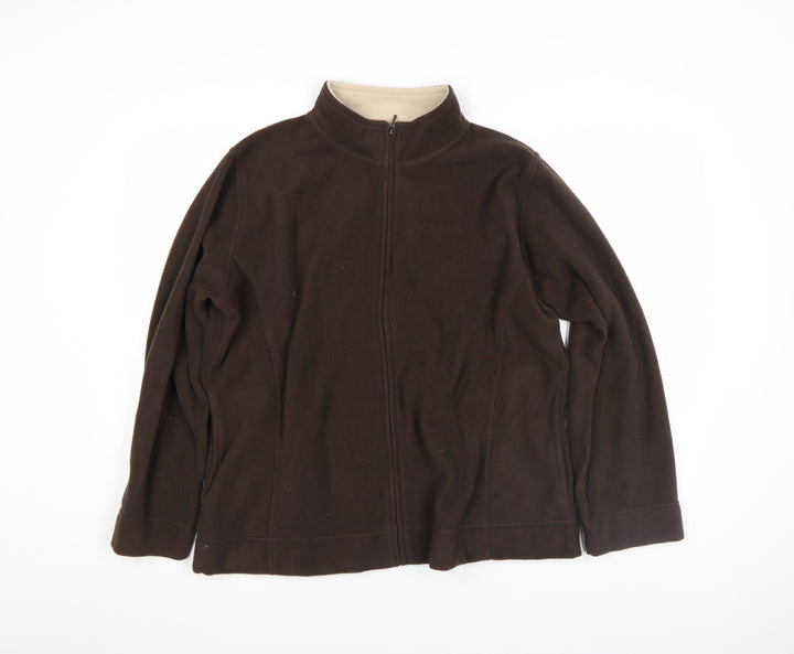 Isle Womens Brown Fleece Full Zip Basic Jacket Size XL