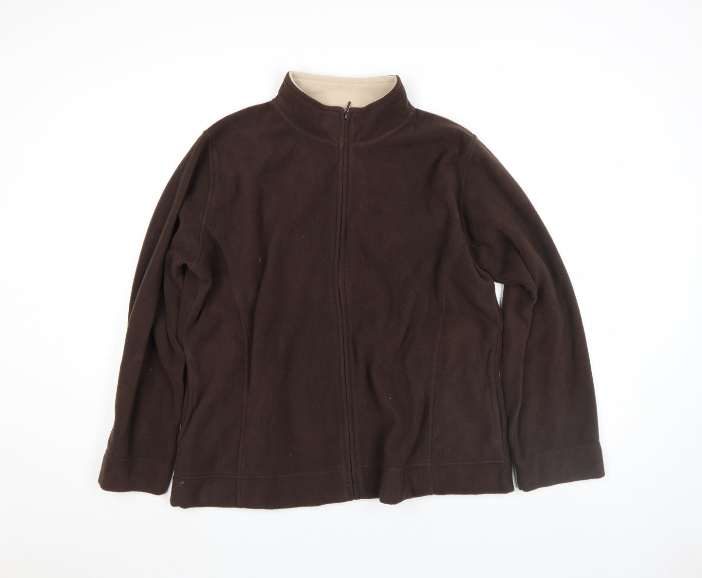 Isle Womens Brown Fleece Full Zip Basic Jacket Size XL