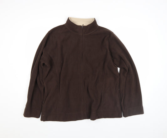 Isle Womens Brown Fleece Full Zip Basic Jacket Size XL