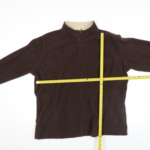 Isle Womens Brown Fleece Full Zip Basic Jacket Size XL