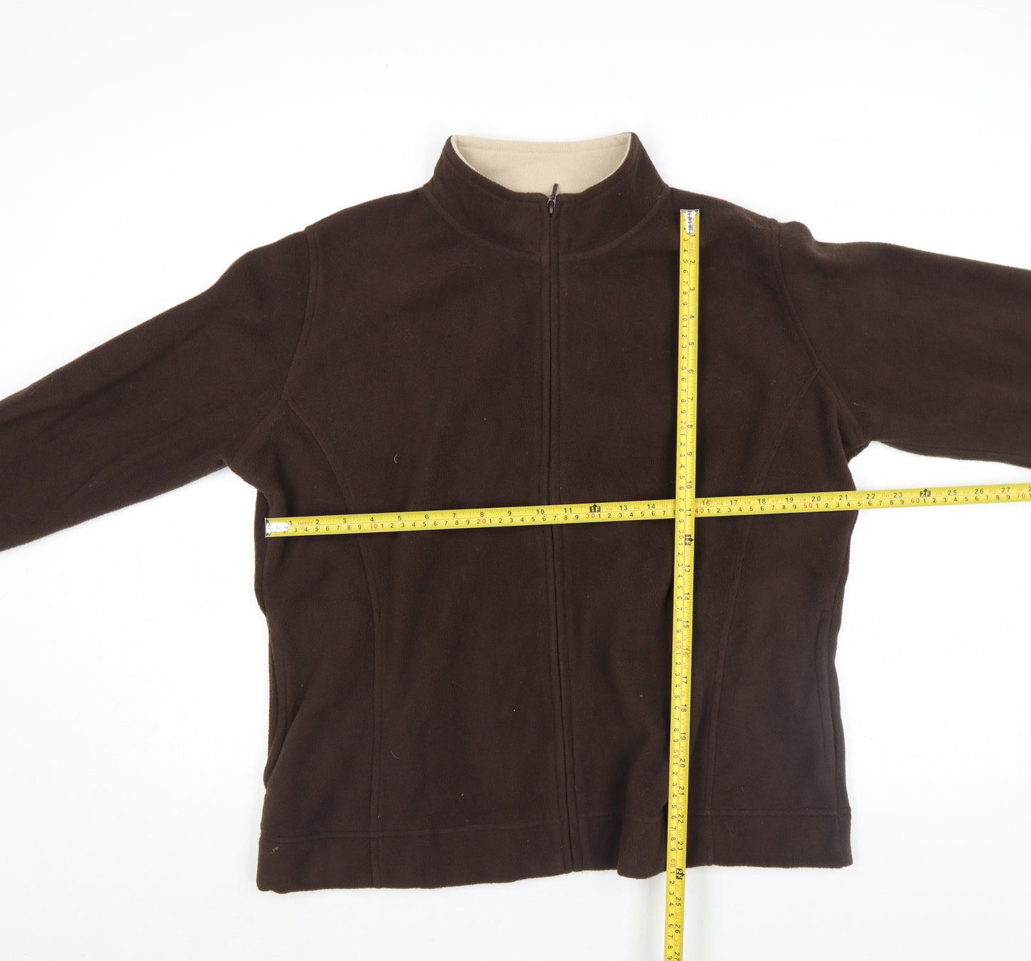 Isle Womens Brown Fleece Full Zip Basic Jacket Size XL