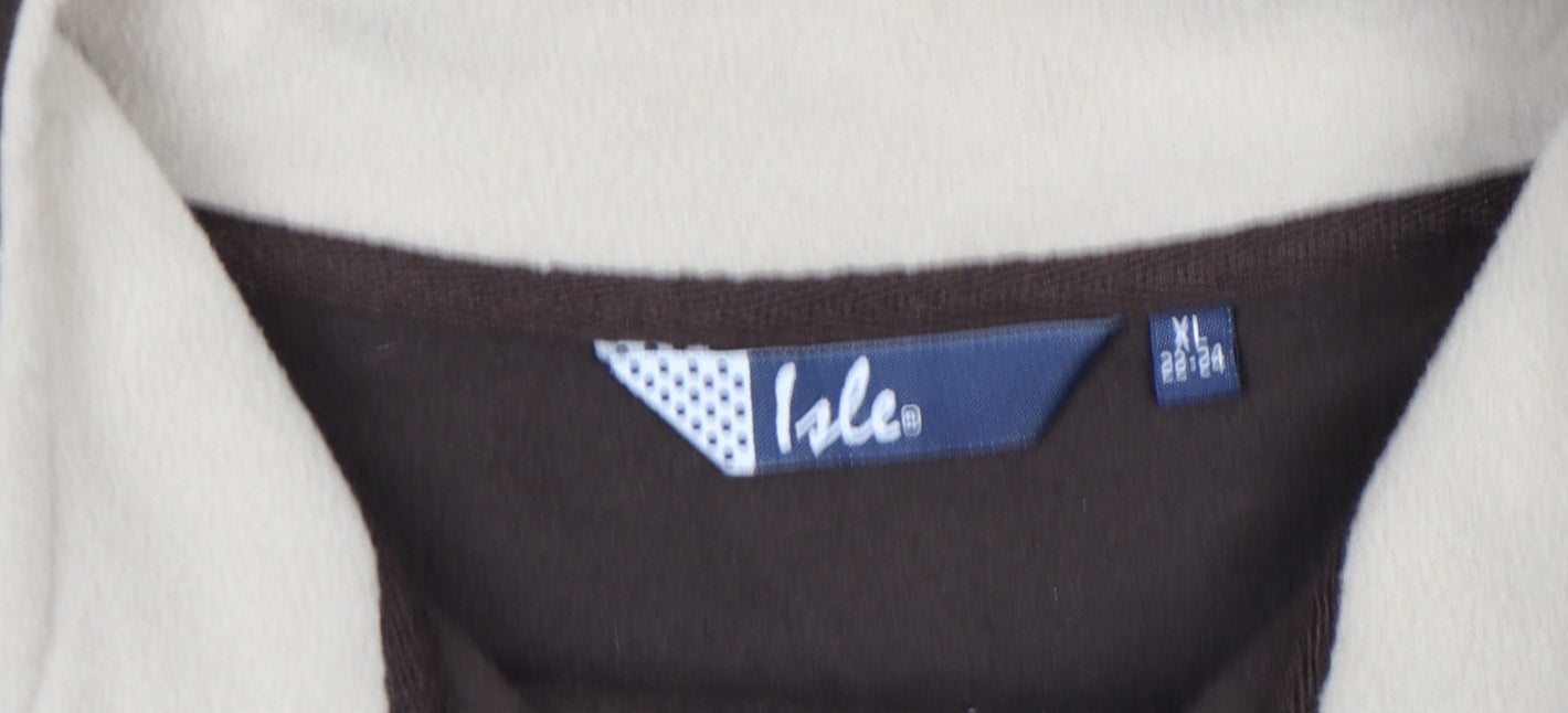 Isle Womens Brown Fleece Full Zip Basic Jacket Size XL