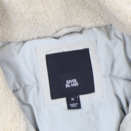 River Island Men Beige Parka Jacket M Cotton Blend Winter Coat