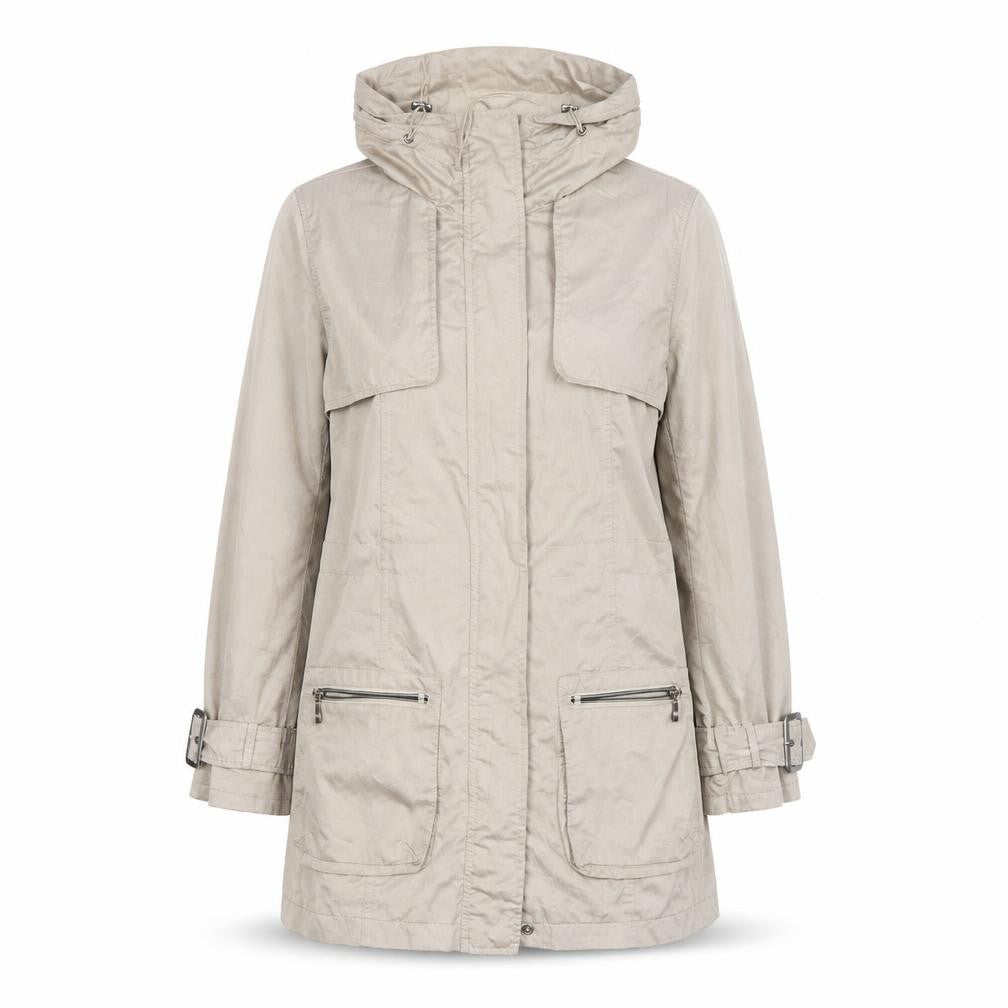 Front view of Antoni & Alison Women’s Beige Belted Parka Coat, size S