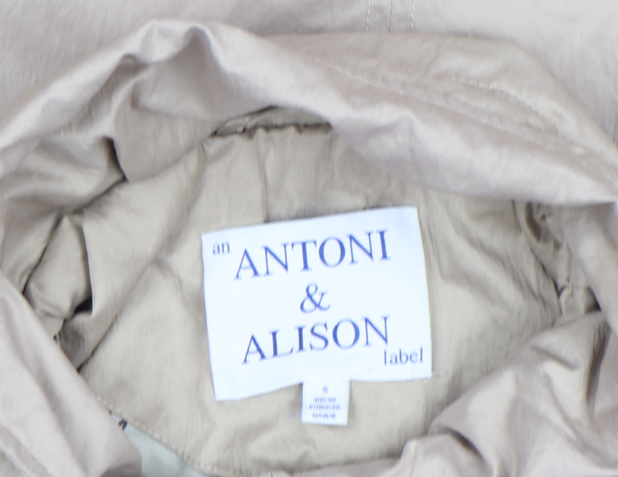 Antoni & Alison Women’s Beige Belted Parka Coat Size S