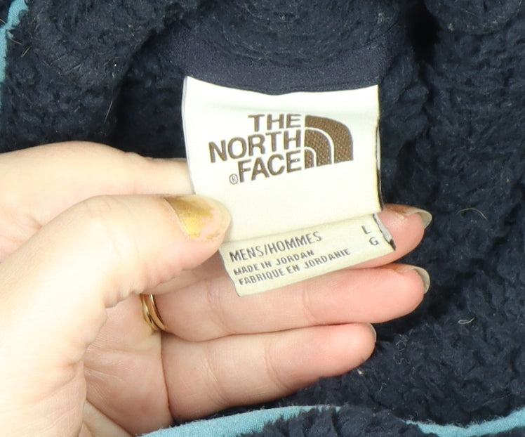 The North Face Men’s Blue Fleece Hoodie L 1/4 Zip Outdoor Pullover