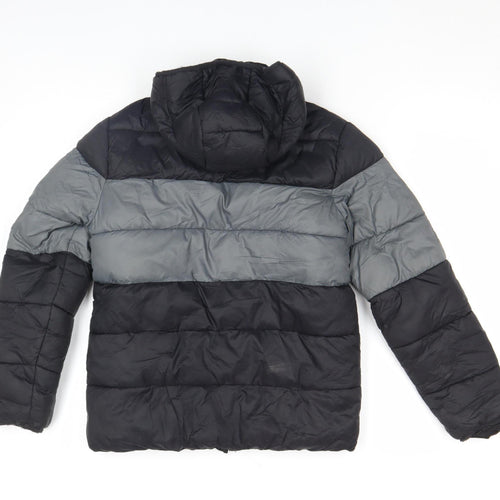 Primark Boys Black Colourblock Hooded Puffer Jacket 12-13 Years