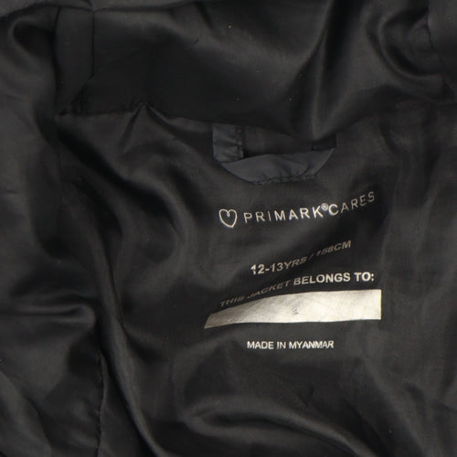 Primark Boys Black Colourblock Hooded Puffer Jacket 12-13 Years