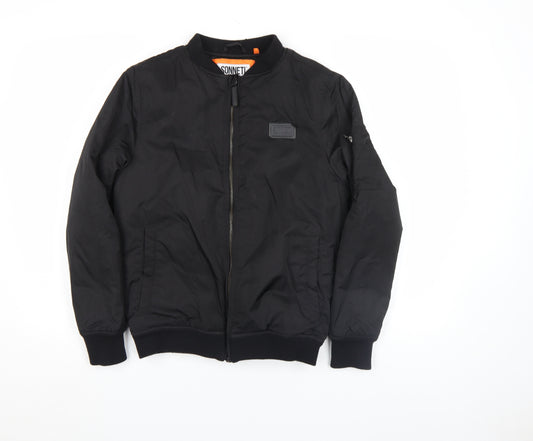 Sonneti Boys Black Bomber Jacket 12-13 Years Lined Zip Pockets Polyester
