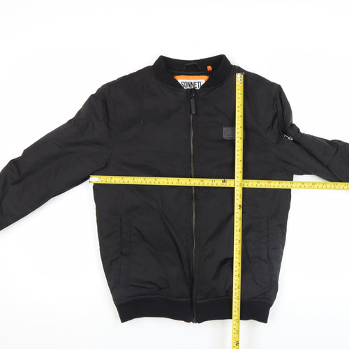 Sonneti Boys Black Bomber Jacket 12-13 Years Lined Zip Pockets Polyester