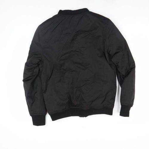 Sonneti Boys Black Bomber Jacket 12-13 Years Lined Zip Pockets Polyester