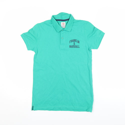 Franklin & Marshall Boys Green 10-11 Years Polo Shirt Cotton Logo Top