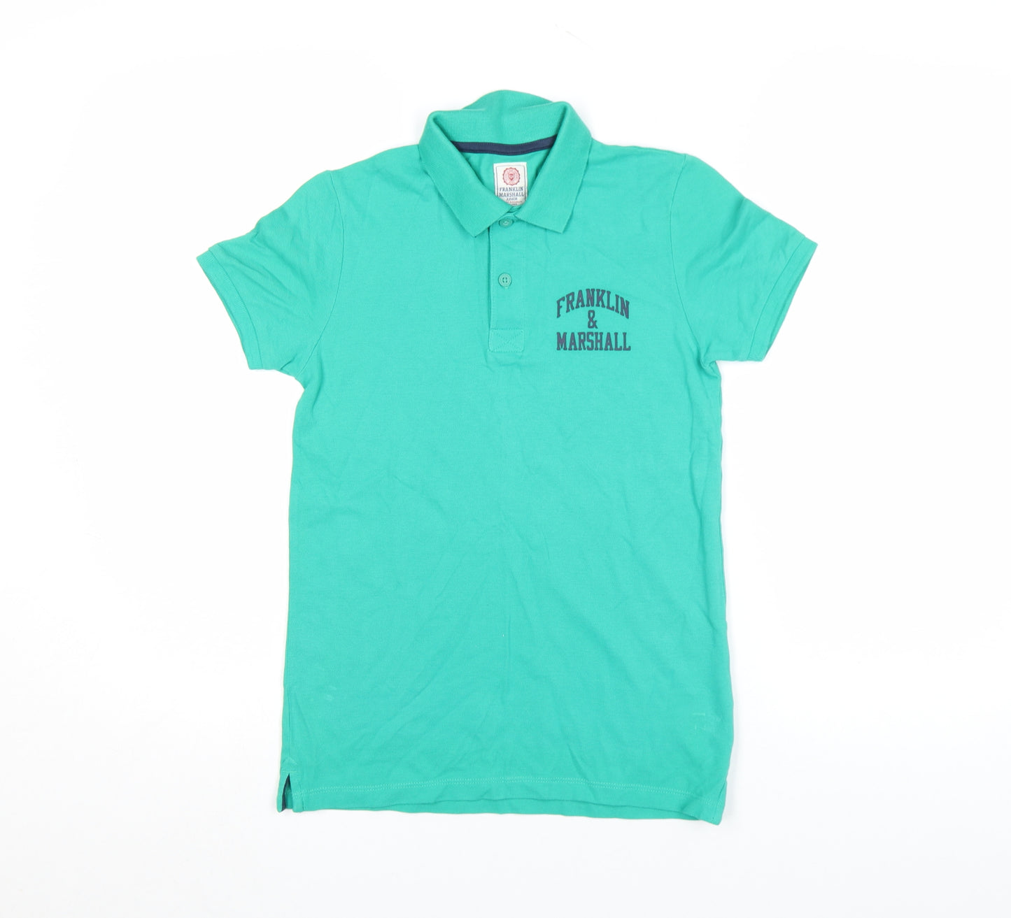 Franklin & Marshall Boys Green 10-11 Years Polo Shirt Cotton Logo Top