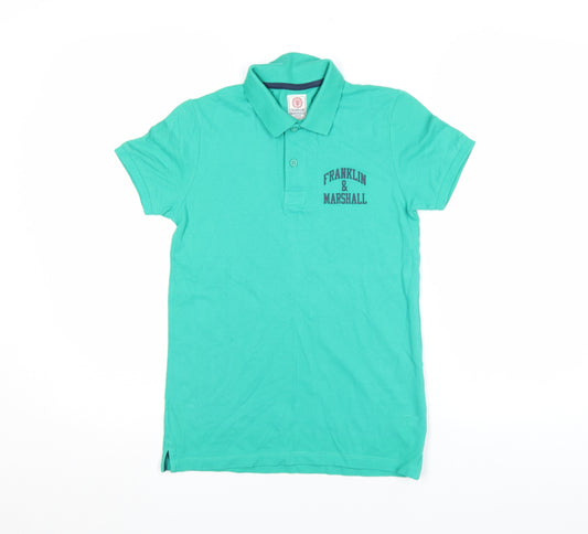 Franklin & Marshall Boys Green 10-11 Years Polo Shirt Cotton Logo Top