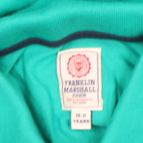 Franklin & Marshall Boys Green 10-11 Years Polo Shirt Cotton Logo Top