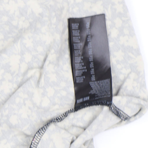 Uniqlo Women Black Floral A-Line Stretch Cotton Jersey Knee Length Dress M